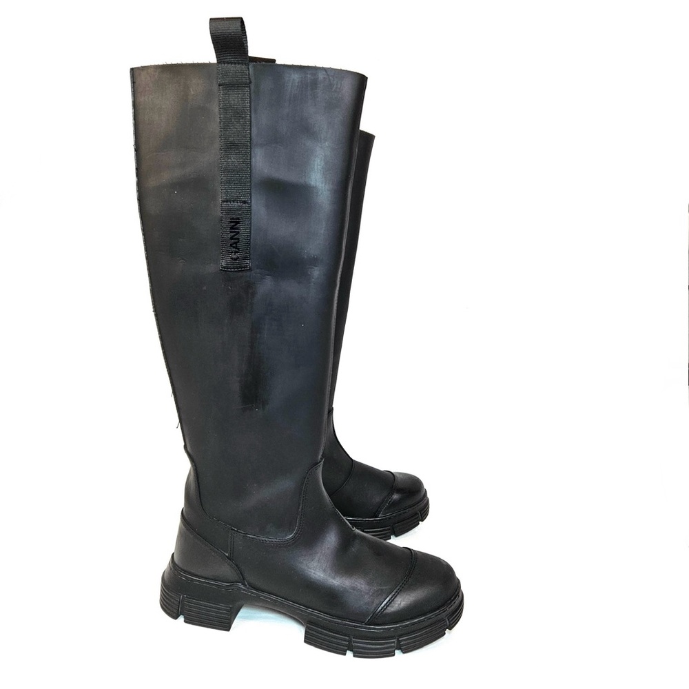 GANNI Knee High Rubber Boots Rain Shoes Women’s Size 39 (US 8.5) Black
